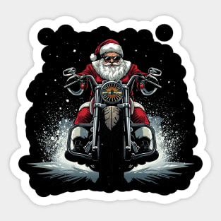 Santa Riding Motorcycle Sticker